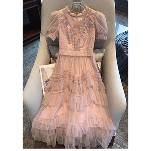 Vestito elegante per le donne estate nuovo stile leggero di lusso alla moda rosa abito lungo <span class=keywords><strong>abbigliamento</strong></span> all'ingrosso - Product Image 2