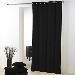 ESSENTIEL LINE - Rideau à œillets en polyester uni 140x280cm noir - Product Image 1