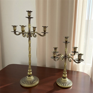 Candélabre et porte-bougie multi-bras <span class=keywords><strong>en</strong></span> fer forgé vieilli, style rétro américain, avec nœuds <span class=keywords><strong>en</strong></span> bambou, <span class=keywords><strong>pour</strong></span> la décoration intérieure - Product Image 4