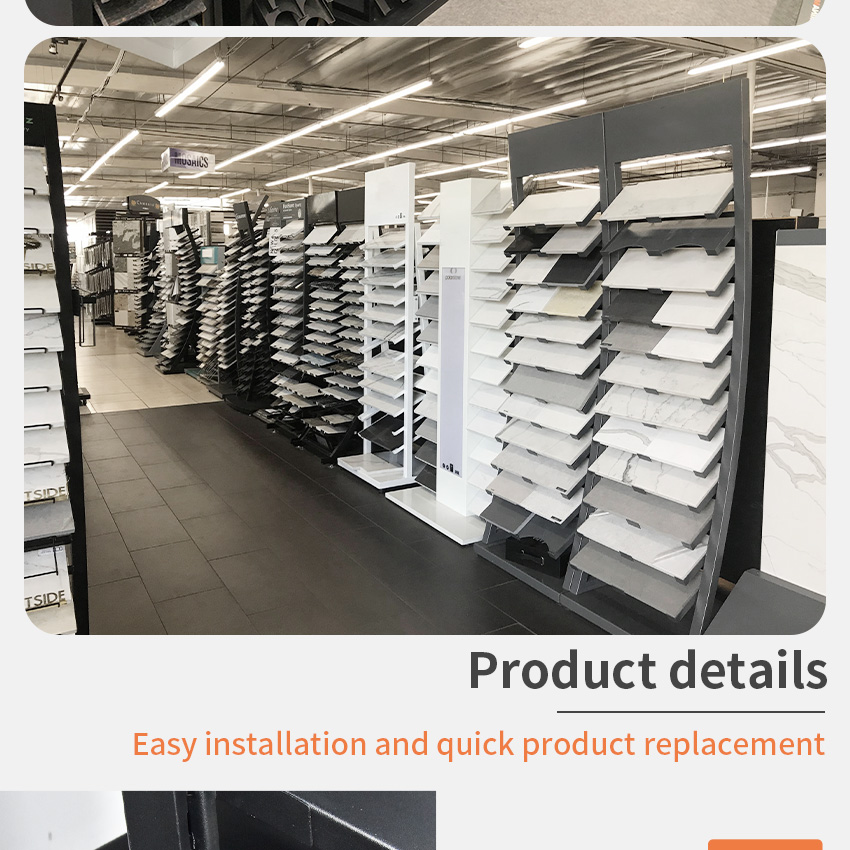 High Quality Metal Sample Holder Custom Floor Standing Quartz Marble Ceramic Tiles Showroom Stand Display Racks Tile Stone