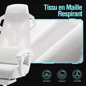 Chaise de <span class=keywords><strong>bureau</strong></span> ergonomique pivotante en tissu maillé noir de qualité supérieure avec roulettes muettes - Product Image 4