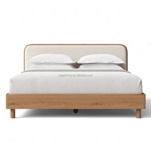 Sageliving King Boy Ahşap Karyola, Döşemeli Başlıklı Modern Güzellik Karyola Çerçevesi, Lüks Ana Yatak Odası İçin - Product Image 4