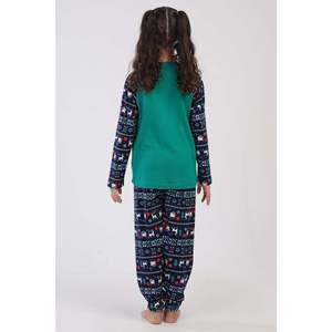 KIZ COCUK O. INTERLOK O YAKA REGLAN UZUN KOL ETEGI OVAL MANSETLI PIJAMA TAKIM(9-10/15-16) - เยซิล - เยซิล - Product Image 5