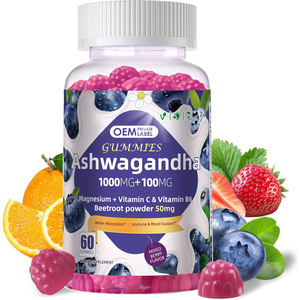 OEM 1000mg Ashwagandha Gummies with Vitamin D3 Organic Root Extract Magnesium Vitamin C Vitamin B6 Stress Relief <b>Sleep</b> Support - Product Image 1