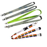 Lanière en polyester imprimée avec logo personnalisé pour la promotion de festivals et événements, vente en gros, porte-clés inclus