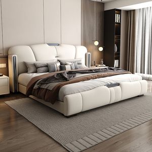 Cama de Cuero Tapizada de Lujo, Diseño Moderno Italiano, Estructura de Madera, Muebles de Dormitorio Elegantes de Alta Calidad, Cama <span class=keywords><strong>King</strong></span> Size con Almacenamiento - Product Image 5