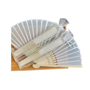 Abanico de Tela al por Mayor, Abanico de Mano Personalizado con Mango de Bambú, Impresión en Seda Blanca, Abanico Artesanal para <span class=keywords><strong>Novia</strong></span>, para Decoración - Product Image 3