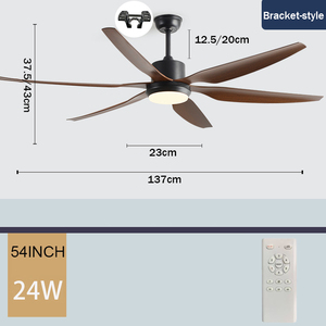 54 Inch <b>Ceiling</b> Fan With <b>Light</b>, 6 Speed Reversible DC Motor 6 ABS Blades <b>Remote</b> <b>Control</b> Dimmable LED Fan <b>Light</b> For Living room - Product Image 2