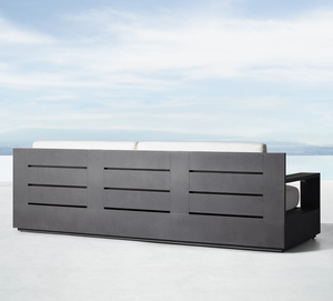 Canapé en aluminium avec tissu imperméable et foyer Ensemble canapé de patio <span class=keywords><strong>villa</strong></span> moderne de luxe <span class=keywords><strong>Marbella</strong></span> - Product Image 3