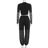 FS18943D 2026 Tenues d'automne en dentelle patchwork sexy en deux pièces pour femmes