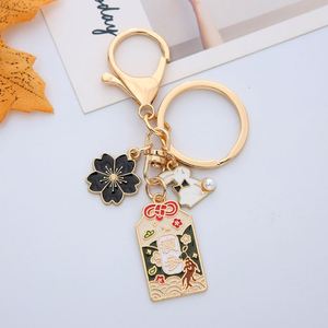 Cute <b>Cartoon</b> Metal Creative Good Luck Sakura Blessing Keychain Bag <b>Backpack</b> Pendant Charm Keyring Gifts - Product Image 3