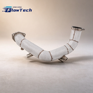 ท่อลง FlowTech T304 สแตนเลสสตีลแบบไหลสูง พร้อม GPF และแผ่นกันความร้อน สำหรับ Audi Q8 VW Touareg 3.0T EA839 ติดตั้งแบบยึดโดยตรง - Product Image 2