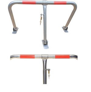 Barrera de estacionamiento manual en forma de M, plateada, con bloqueo y protector de aparcamiento - Product Image 3