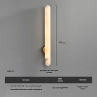 Applique murale LED en albâtre et cuivre, style moderne et luxueux, pour salon, hôtel, balcon, chambre à coucher, chevet, décoration de fond, design chinois contemporain