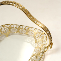 Fruteira de Vidro Transparente Europeia de Luxo com Alça, Cesto Decorativo Personalizado para Armazenamento, Bandeja para Mesa de Casamento e Decoração de Casa – Atacado