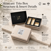 Coffret Cadeau Trio Soins de la Peau Haut de Gamme avec Couvercle et Base, Embossage, Matériaux Recyclés, Tailles Personnalisables, Carton Gris Métallisé Brossé 3