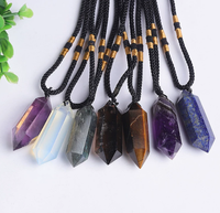 Vente en gros de colliers classiques avec pendentif hexagonal en quartz rose et chaîne à maillons en améthyste, en pierres naturelles de guérison