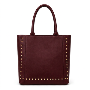 Sac fourre-tout de luxe Gravs en cuir véritable clouté pour femme, grande capacité, fermeture magnétique, sac à main de créateur, mode et bureau - Product Image 1