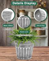 Pots de plantes rustiques en métal galvanisé avec trou de drainage, style vintage, seau en étain, pot de fleurs pour décoration intérieure, style ferme