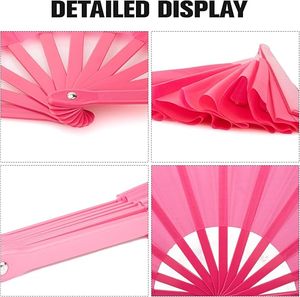 Éventails pliants en plastique de 33 cm avec poignée, blancs et noirs, en polyester, pour artisanat, Noël, à peindre - Product Image 6