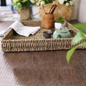 Guangxi Bobai Jiaxiang handgewebter rechteckiger natürlicher Meeresgrass-Tee-Teller Haushalt Aufbewahrungskorb Teeservice Teeschale - Product Image 2