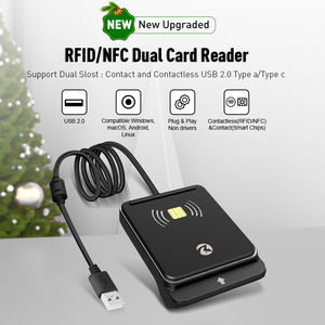 เครื่องอ่านการ์ด <span class=keywords><strong>ZOWEETEK</strong></span> 2 in 1 แบบ USB อ่านการ์ดแบบไร้สัมผัส ISO 14443 RFID NFC และอ่าน/เขียนการ์ดแบบมีหน้าสัมผัส ISO 7816 - Product Image 2