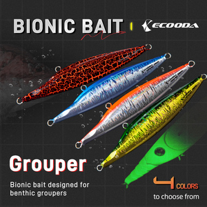 Ecooda Appât Bionique Mérou Corps Aplati sur le Côté 4 Pièces Clous en Acier Inoxydable Oeil 3D - Product Image 2