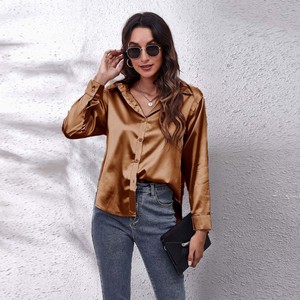Camicia a Maniche Lunghe in Raso Simil-Seta in 23 Colori e 7 Taglie, Stile Carino, Vestibilità Comoda, Lavabile, <span class=keywords><strong>Abbigliamento</strong></span> Femminile - Product Image 5