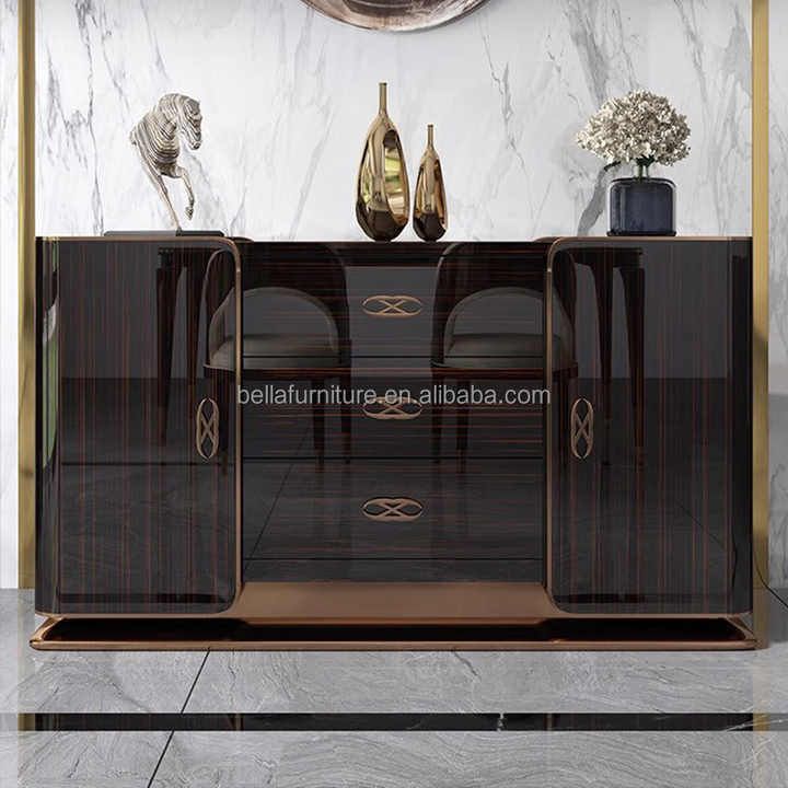 Luxury Modern Console Table with Marble Top & Metal Sideboard