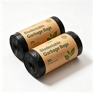 Black HDPE Trash Bag Roll <b>Large</b> Size Waste Bin Liner Heat Seal Plastic Garbage Bag for Household Outdoor Use - Product Image 6