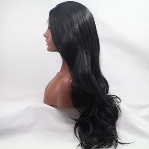 Perruques synthétiques sans colle à dentelle frontale, haute qualité, raie au milieu, résistantes à la chaleur, pour femmes, vente en gros pour usage quotidien et fêtes - Product Image 2