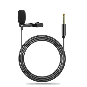 3 meters4 poles metal Clip-on Lapel 3.5mm lapel clip on Mini Lavalier Microphone For PC Recording teaching Smart Phones