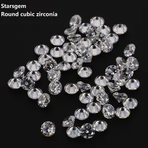 Starsgem सिंथेटिक स्टार ढीला रहस्यवादी गोल आकार 0.7 ~ 2.9mm 5A गुणवत्ता सफेद घन zirconia पैकेज बिक्री के लिए