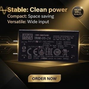 Module d'alimentation AC-DC à découpage MW IRM-05-12 pour usage industriel, protection contre les surtensions/courts-circuits, refroidissement naturel par air - Product Image 2