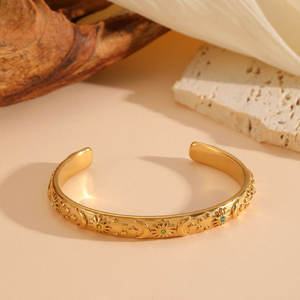 Luxury 316L Stainless Steel 14k 18k Pvd Gold Plated Fashion <b>Bracelet</b> & <b>Bangles</b> Zircon Celestial Open <b>Bangle</b> <b>Bracelet</b> for Women - Product Image 4