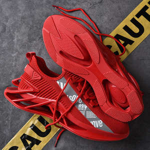 Zapatos Deportivos de Malla Rojos de Moda, Fluorescentes, Casuales, Ligeros, Duraderos y Transpirables para Hombre - Product Image 3
