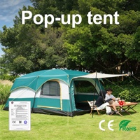 Tente familiale pop-up d'usine en gros, directement de la manufacture, avec auvent, une chambre, robuste, imperméable, quatre saisons, double couche, pour le camping