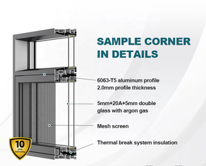 Tùy chỉnh tiêu chuẩn bên ngoài mở cửa sổ đôi kính nhôm cửa sổ với Cửa sổ lưới màn hình - Product Image 4