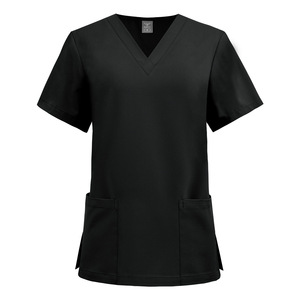 64001 envío rápido cuello en V Color sólido poliéster rayón mujeres trajes enfermería uniforme blanco camisas para mujeres - Product Image 1
