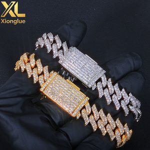 Hip-hop 15mm Barbed Thorn Cuban Chain Zircon Brass Unisex <b>Bracelet</b> Cross-border Trendy Party Custom-made Jewelry - Product Image 4