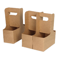 Support de tasses en carton kraft personnalisé avec logo, 4 emplacements, avec poignée, pour café à emporter, vente en gros OEM