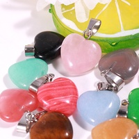 Pendentif en perles de pierres précieuses naturelles de 16 mm, assortiment de pierres de cristal de guérison, breloques en forme de cœur pour la fabrication de bijoux, protection, énergie chakra, cadeau