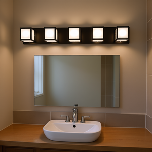 Applique murale LED moderne noire 32 pouces à 5 lumières, en fer mat, pour salle de bain, modèle D0100XU44AY - Product Image 2