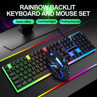 Clavier et souris de jeu filaires personnalisés en usine Combo Ordinateur Rétroéclairage pour PC Bureau LED Lumière arc-en-ciel