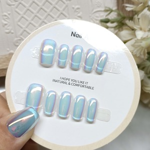 <span class=keywords><strong>Uñas</strong></span> Postizas Hechas a Mano en 10 Tamaños, Diseño de Ojo de Gato Sonriente, Electrochapadas, Iridiscentes, con Terapia de Luz, Puntas de <span class=keywords><strong>Uñas</strong></span> Artificiales Desmontables - Product Image 1