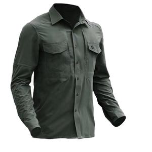 Camicia ad asciugatura rapida da uomo a <span class=keywords><strong>manica</strong></span> <span class=keywords><strong>lunga</strong></span> estiva aderente in tinta unita per abiti tattici ad asciugatura rapida - Product Image 1