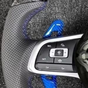 Volante Deportivo de Cuero y Fibra de Carbono en Oferta para Modelos Volkswagen VW Golf 7 <span class=keywords><strong>GTI</strong></span> Golf R MK7 <span class=keywords><strong>Polo</strong></span> <span class=keywords><strong>GTI</strong></span> Jetta con Botón de Claxon - Product Image 4