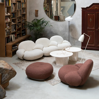 Fauteuils de salon luxueux en forme de nuage en peluche douce uniques et minimalistes Blanc Crème nordique Moderne Fauteuil d'appoint de luxe