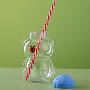Botella de Plástico PET Ecológica de 300ml/500ml con Forma de Oso, Libre de BPA, para Jugo, Té Boba, Refresco, con Diseño Personalizado Serigrafiado y Protección Antimanipulación - Product Image 4