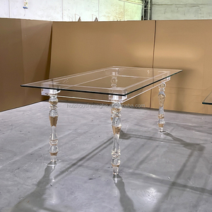 Mesa de Comedor Moderna de Acrílico para Bodas con Estructura de Acero Inoxidable <span class=keywords><strong>y</strong></span> Cubierta de Vidrio Templado para Hotel, Restaurante, Banquete <span class=keywords><strong>y</strong></span> Uso Doméstico - Product Image 3